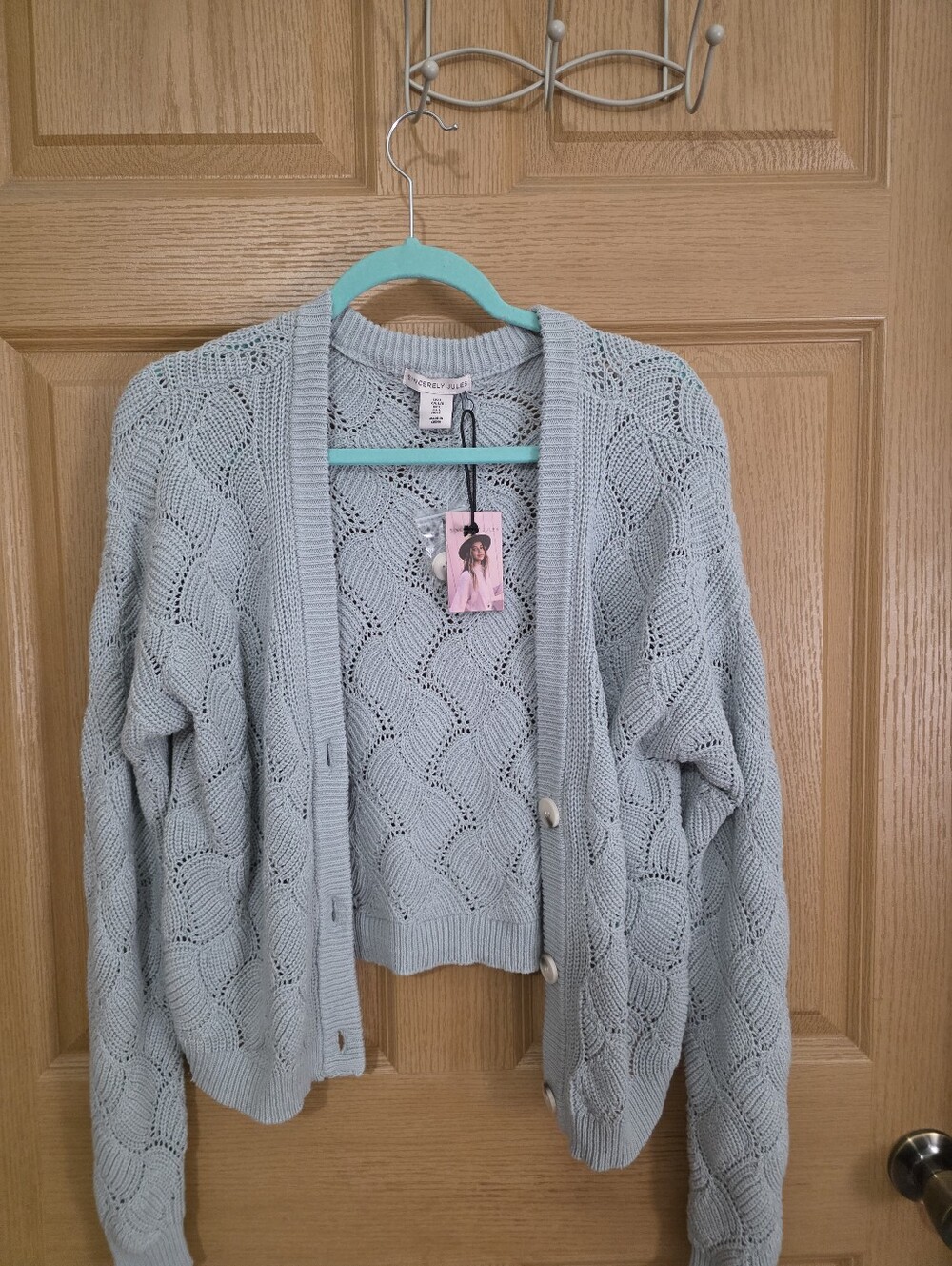 Sincerely Jules Pointelle Knit Button Cardigan NWT